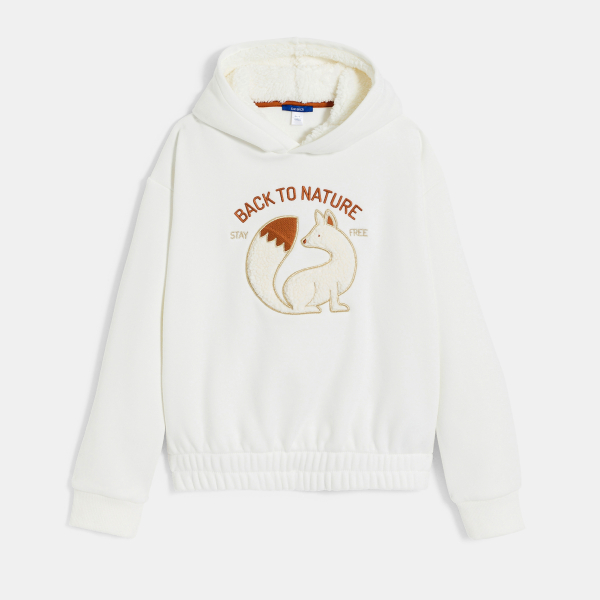 سويت شيرت برسمة سنجاب باللون الأبيض للفتيات